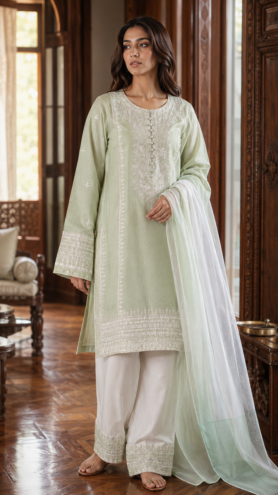 Meherveil | Embroidered 3-Piece Ready-to-Wear Suit