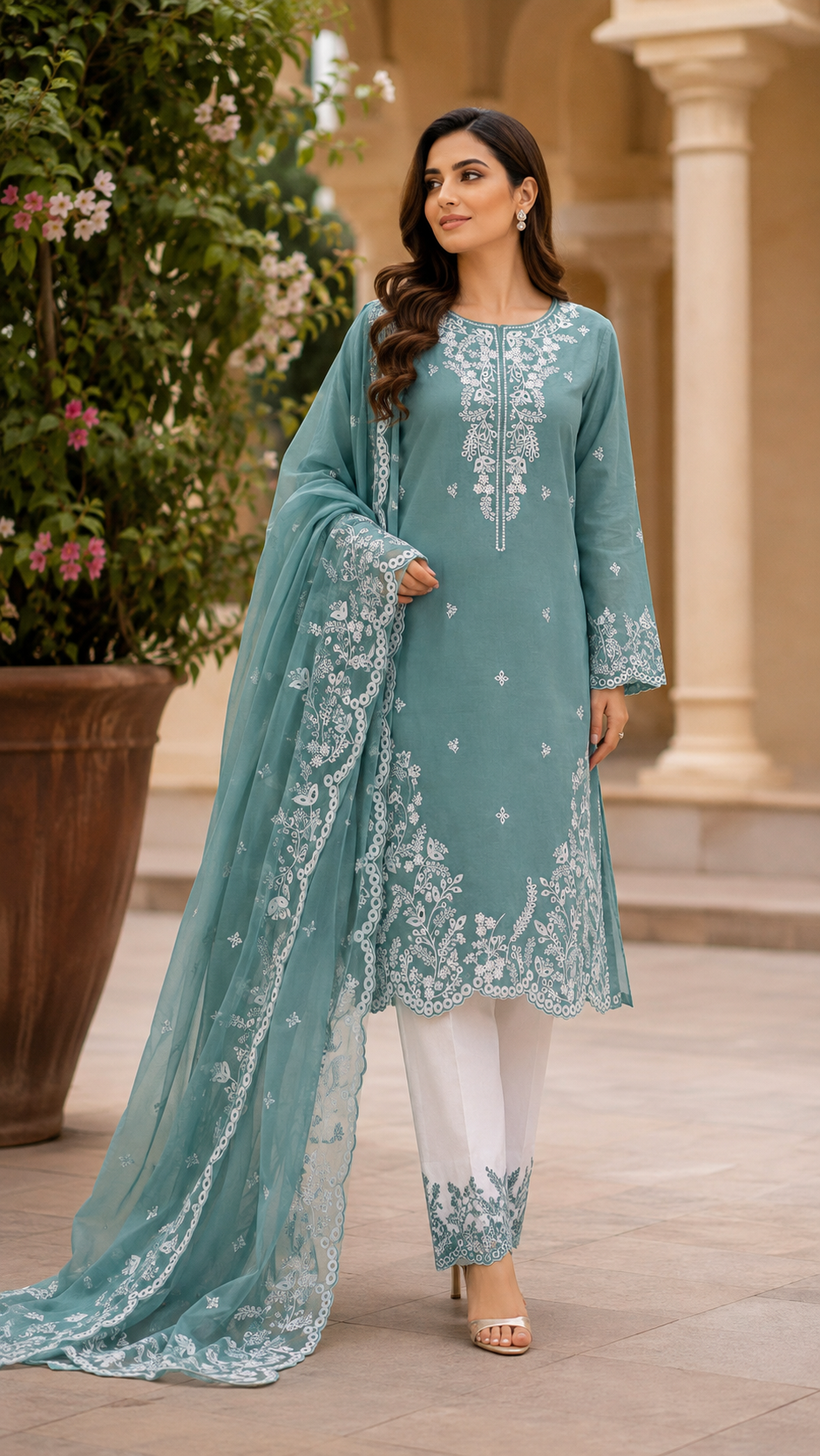 Meher | Embroidered 3-Piece Ready-to-Wear Suit
