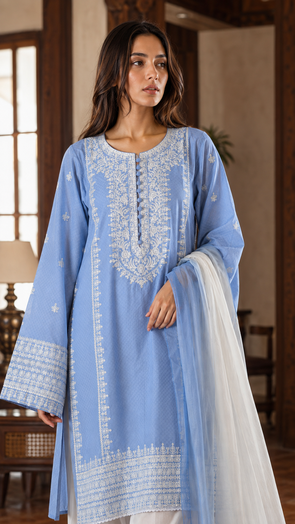 Meherveil | Embroidered 3-Piece Ready-to-Wear Suit
