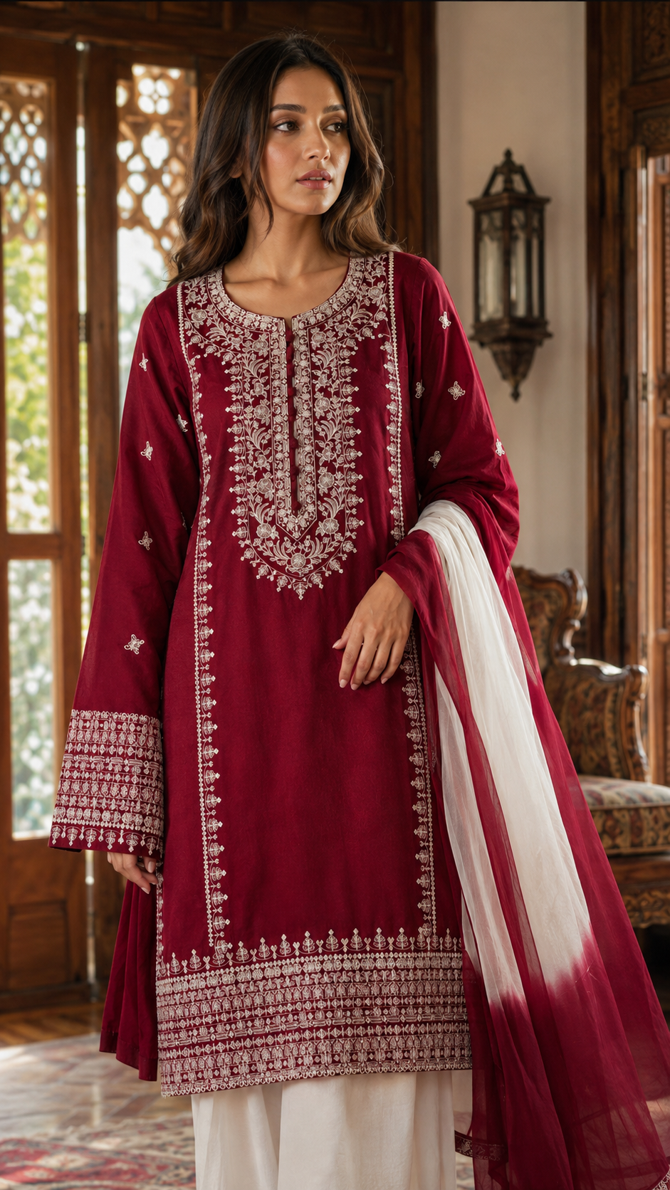Meherveil | Embroidered 3-Piece Ready-to-Wear Suit