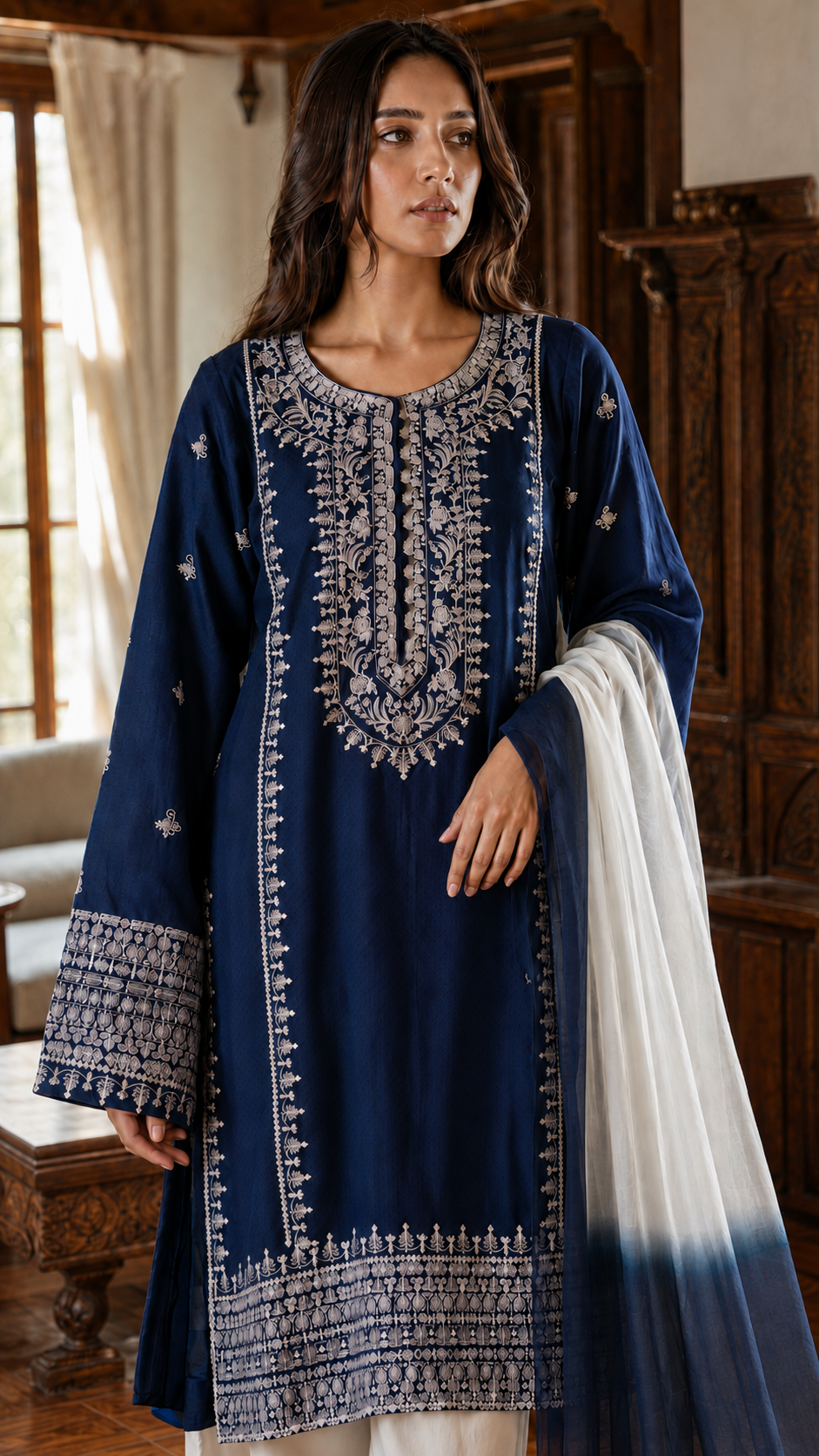 Meherveil | Embroidered 3-Piece Ready-to-Wear Suit