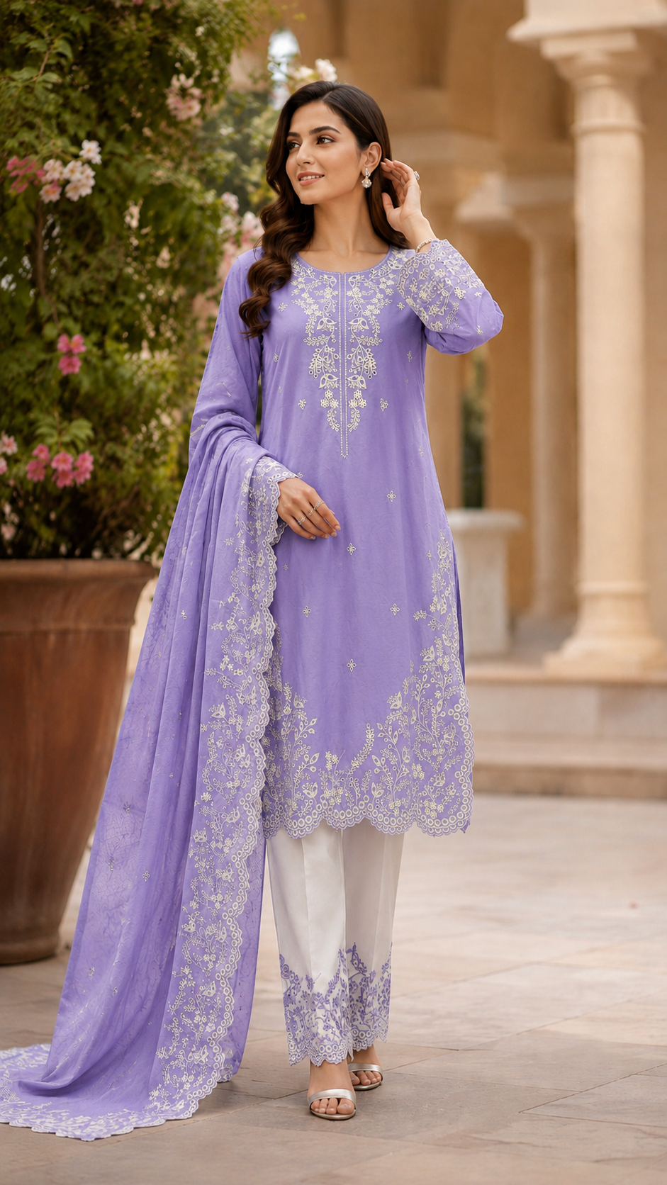 Meher | Embroidered 3-Piece Ready-to-Wear Suit